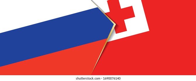 Russia and Tonga flags, two vector flags symbol of relationship or confrontation.