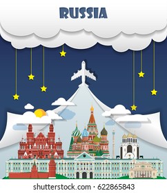 Russia travel background Landmark Global Travel And Journey Infographic Vector Design Template. illustration