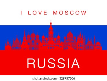 Russia Travel Landmarks. Vector and Illustration