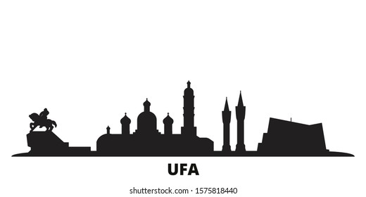 Russia, Ufa city skyline isolated vector illustration. Russia, Ufa travel black cityscape