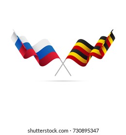 Russia and Uganda flags. Vector illustration.