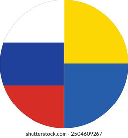Russia and Ukraine Circular flag vector design and illustration , National flag of  Russia and Ukraine with digital vector illustration