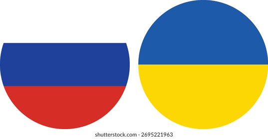 Bandera circular de Rusia y Ucrania y Vector con fondo transparente 