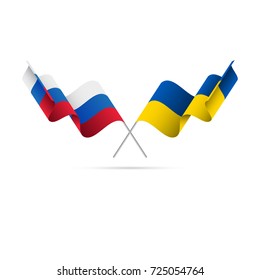 Russia and Ukraine flags. Vector illustration.