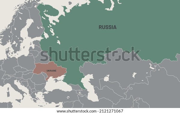 Russia and Ukraine map\
on world map. The borders of Russia and Ukraine are colored. It\
looks different from other countries. Representation of limits on\
the possibility of war.