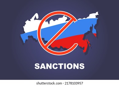 Russia is under sanctions. crossed out country sign. flat vector illustration