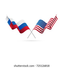 Russia and USA flags. Vector illustration.