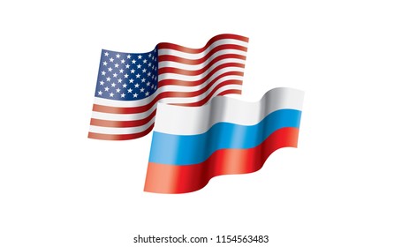 Russia and USA national flags. Vector illustration.