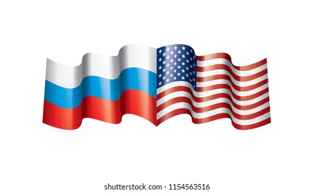 Russia and USA national flags. Vector illustration.