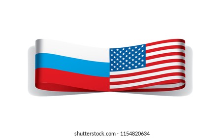 Russia and USA national flags. Vector illustration.