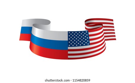 Russia And USA National Flags. Vector Illustration.