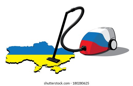 russia vacuum cleaner in ukraine, picture made as a vector, crisis in Ukraine, dispute about Crimea