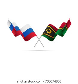 Russia and Vanuatu flags. Vector illustration.