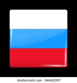 Russia Variant Flag. Glassy Icon Square Shape. This is File from the Collection Flags of Asia