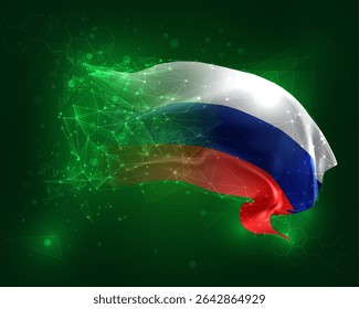 Rússia, vetor 3d bandeira no fundo verde e números