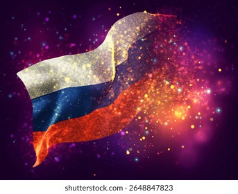Russia, vector 3d flag with a splash of paint dots, explosion of colored dots