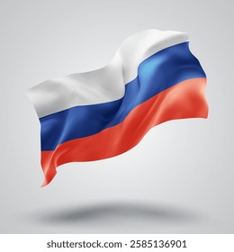 Russia, vector 3d flag with waves on a white background