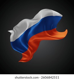 Russia, vector 3d flag with waves on a black background