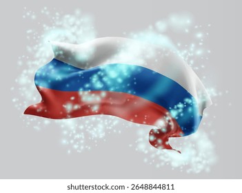 Russia, vector 3d flag in whirlwind of magical radiance