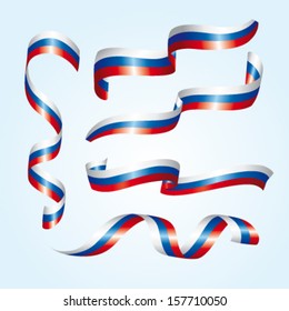 Russia vector flags. A set of 5 wavy flags.