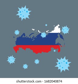 russia vector graphics map and corona virus
