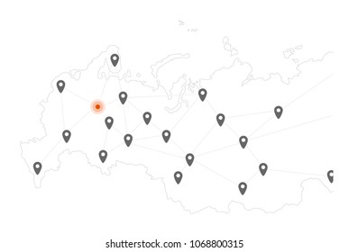Russia Vector Map with Affilate Network