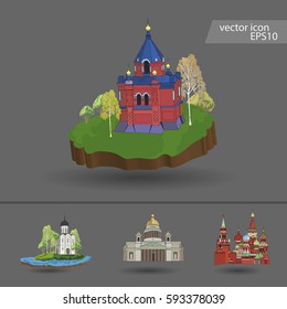 Russia. Vector Silhouette Icon Sign Set