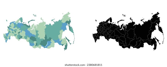 Russia vector silhouette map white background