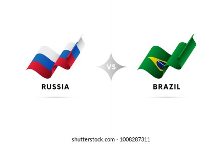 Russia versus Brazil. Football. Vector illustration.