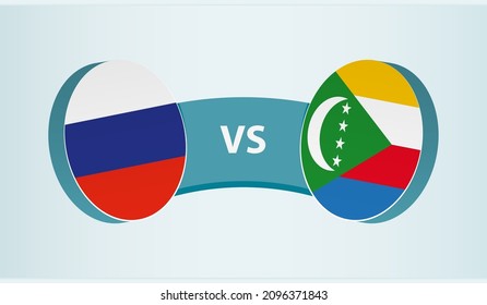 Russia versus Comoros, team sports competition concept. Round flag of countries.