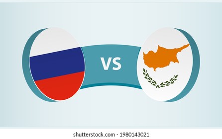 Russia versus Cyprus, team sports competition concept. Round flag of countries.