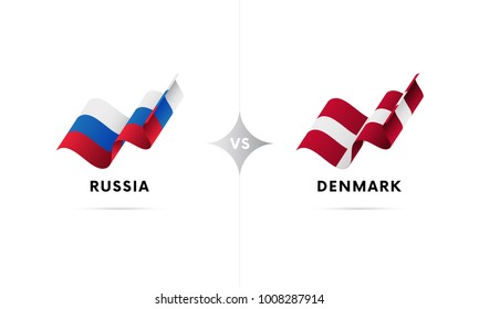 Russia versus Denmark. Football. Vector illustration.