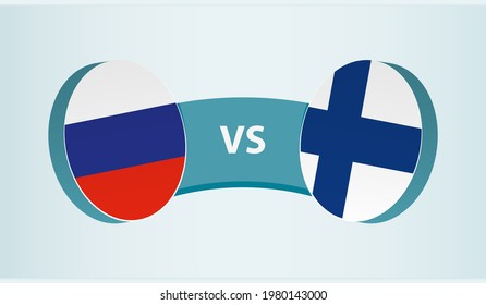 Russia Versus Finland, Team Sports Competition Concept. Round Flag Of Countries.