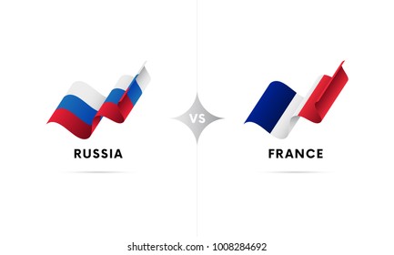 Russia versus France. Football. Vector illustration.