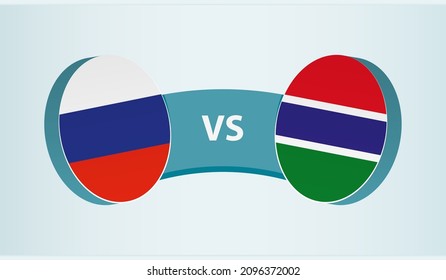 Russia versus Gambia, team sports competition concept. Round flag of countries.
