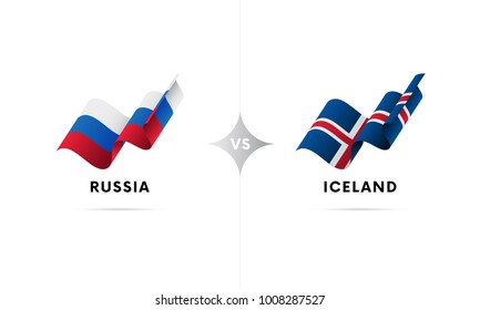 Russia versus Iceland. Football. Vector illustration.