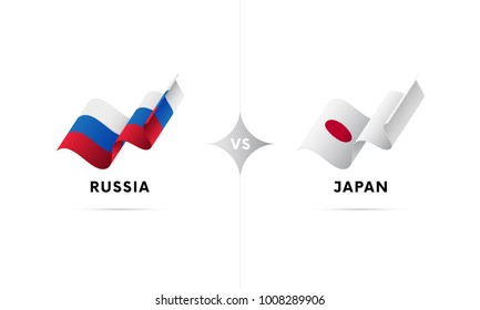 Russia versus Japan. Football. Vector illustration.