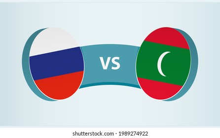 Russia versus Maldives, team sports competition concept. Round flag of countries.