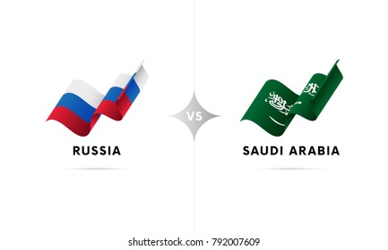 Russia versus Saudi Arabia. Football. Vector illustration.