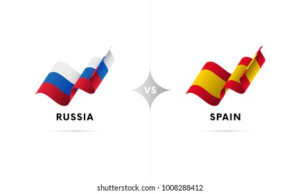 Russia versus Spain. Football. Vector illustration.