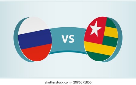 Russia versus Togo, team sports competition concept. Round flag of countries.