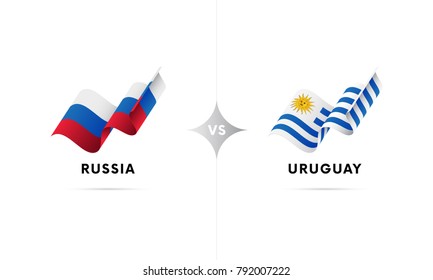Russia versus Uruguay. Football. Vector illustration.