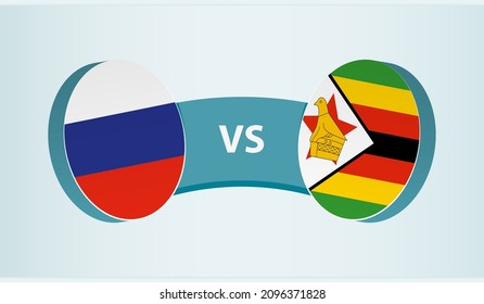 Russia versus Zimbabwe, team sports competition concept. Round flag of countries.