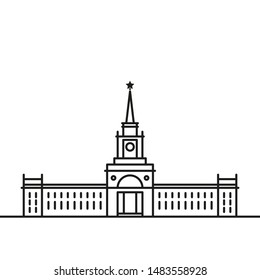 Russia, Volgograd travel grey icon isolated on white background. Travel to Russia vector illustration, symbol, travel sight, landmark, web line icon.