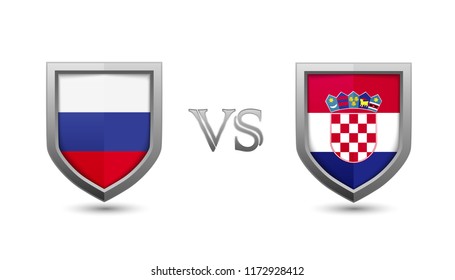 Russia vs croatia flag shield badges for international championship football competition