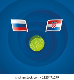 Russia vs Croatia flags abstract soccer stadium background