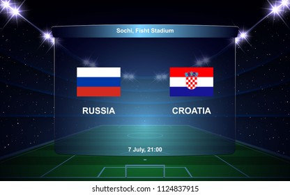 Russia vs Croatia football scoreboard broadcast graphic soccer template