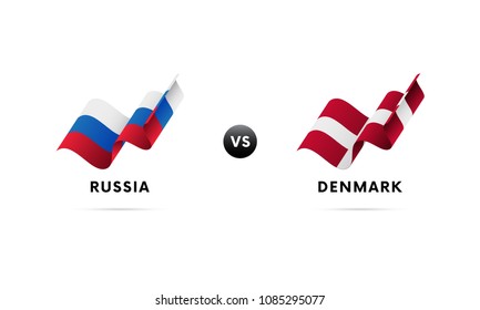 Russia vs Denmark. Ice hockey championship 2018. Vector illustration.