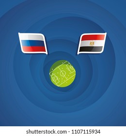 Russia vs Egypt flags abstract soccer stadium background