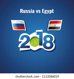 Russia vs Egypt flags soccer blue background